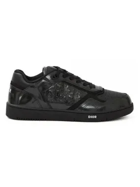 B27 Oblique Gravity Leather Low Top Sneakers Black